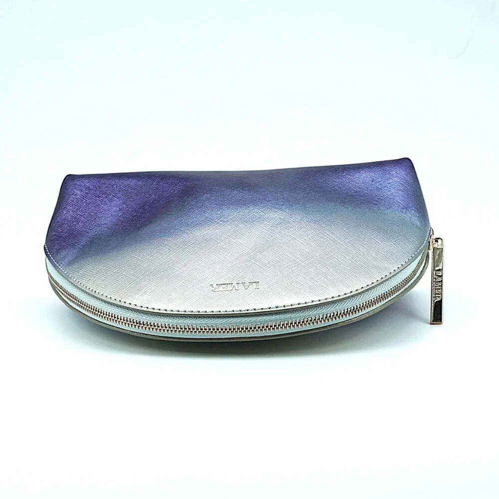 La Mer Metallic Gradient Purple Silver Cosmetic Makeup Travel Bag NEW